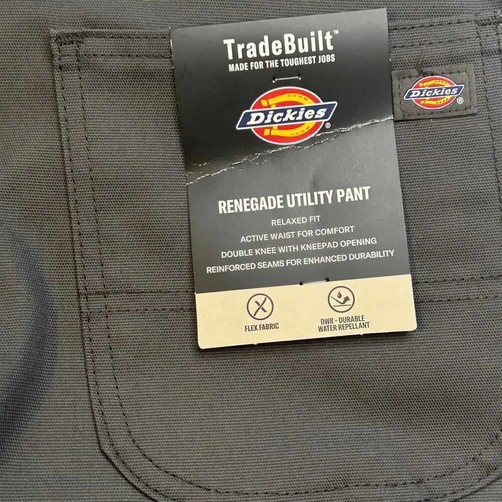 Dickies NWT men's Duratech Renegade flex duck relaxed fit pants gray size 32x32